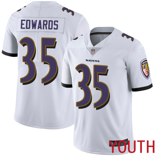 Baltimore Ravens Limited White Youth Gus Edwards Road Jersey NFL Football 35 Vapor Untouchable